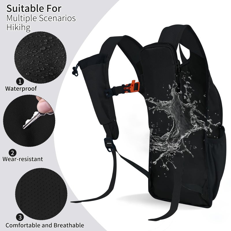 HIGH EXPERIENCE Hiking Backpack 10L/15L Small Daypack Lightweight Packable Travel Foldable Water Resistan for Women Men (Black, 15L) - Image 4