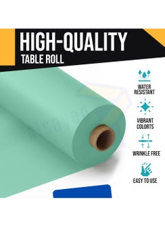 AlsayedP 50 Pcs Sufra Roll Sea Green Plastic Table Cover Roll 100 x 100 cm Disposable Table Cloth for Picnic, Party, Banquet, Birthdays, Weddings (Sea Green 50pcs)  - Image 4