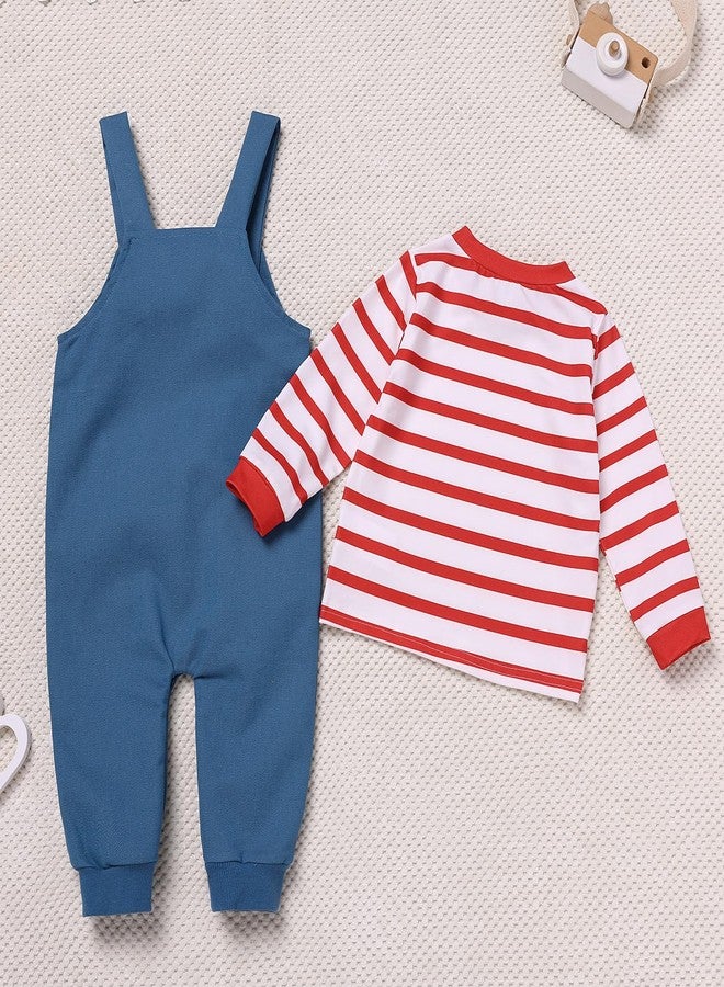 IBAKOM Baby Boy Girl Red Astronaut 1st 2nd 3rd Birthday Outfits Toddler Fall Winter 6M 12M 18M 24M 2 Pieces Clothes Infant Space Long Sleeve Shirt Blue Overalls Red Astronaut 2-3 Years - Image 4