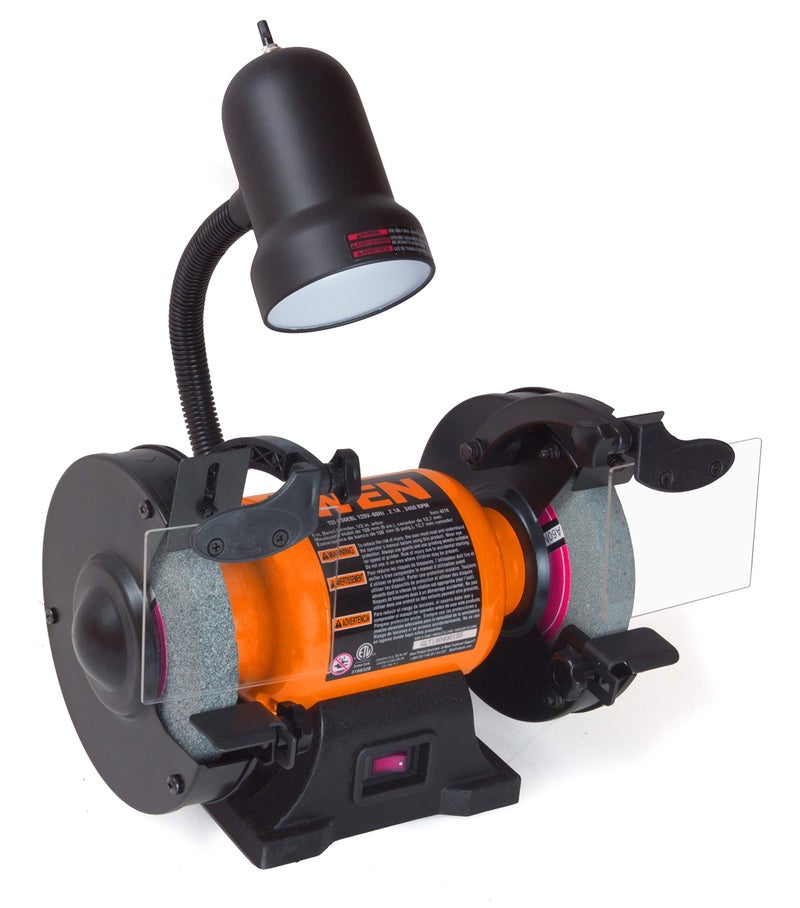 WEN BG4276 2.1-Amp 6-Inch Single Speed Bench Grinder with Flexible Work Light, Black,orange - Image 1