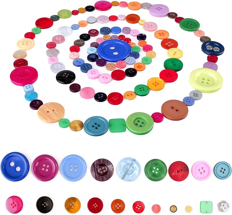 Greentime 2000 Pcs Assorted Sizes Resin Buttons,Round Craft Buttons for Sewing DIY Crafts,Manual Button Painting - Image 4