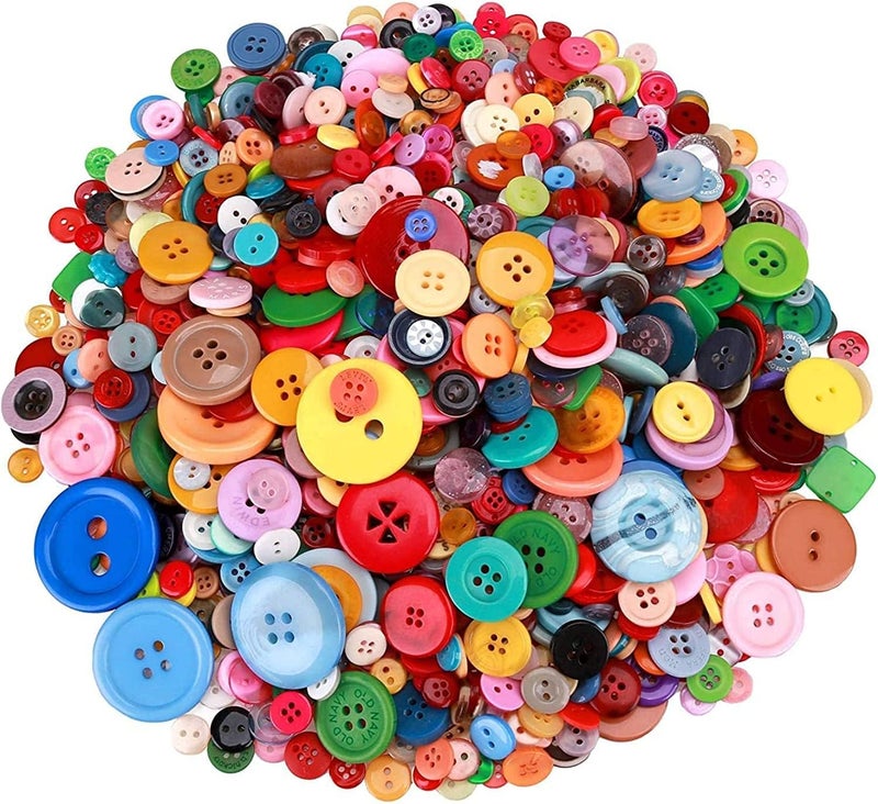 Greentime 2000 Pcs Assorted Sizes Resin Buttons,Round Craft Buttons for Sewing DIY Crafts,Manual Button Painting - Image 1
