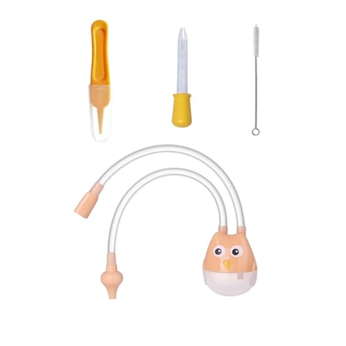 XFSAFDM 4 PCS Baby Nasal Aspirator Mucus Sucker, 4-in-1 Nose Cleaner for Newborn, Safe and Gentle Baby Congestion Remover with Nasal Aspirator, Nose Cleaner, Ear Cleaner and Medicine Dropper(Orange) - Image 1
