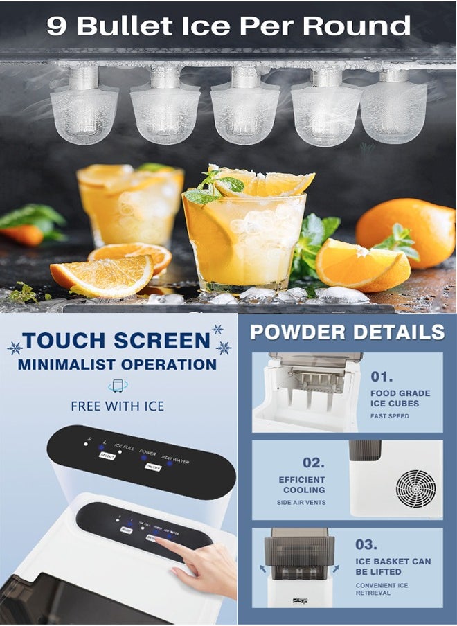 DSP 165W Electric Ice Maker 1.4L, Cubes Ready in under 6 Minutes, Compact Automatic Ice Maker, Portable Ice Cube Maker with Scoop and Basket,Perfect for Home/Kitchen/Office/camping/, White  - Image 3