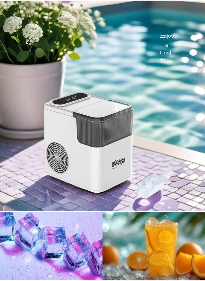 DSP 165W Electric Ice Maker 1.4L, Cubes Ready in under 6 Minutes, Compact Automatic Ice Maker, Portable Ice Cube Maker with Scoop and Basket,Perfect for Home/Kitchen/Office/camping/, White  - Image 5
