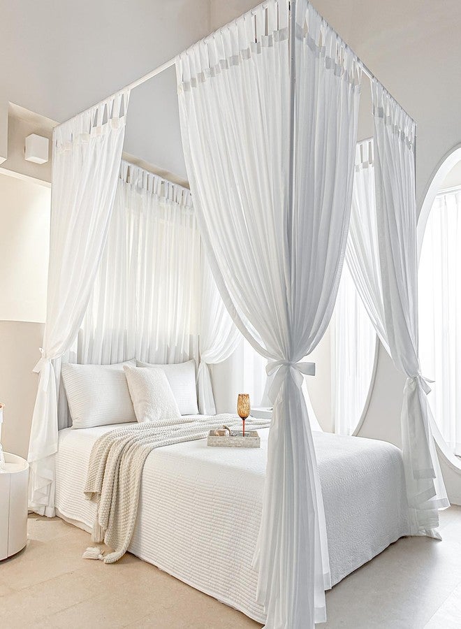AIKASY Canopy Bed Board with Top and Self-Adhesive Strips, White Gauze Princess Bed Canopy Curtain Tent, Creating a Romantic Atmosphere in The Room（Full/Queen，White） - Image 2