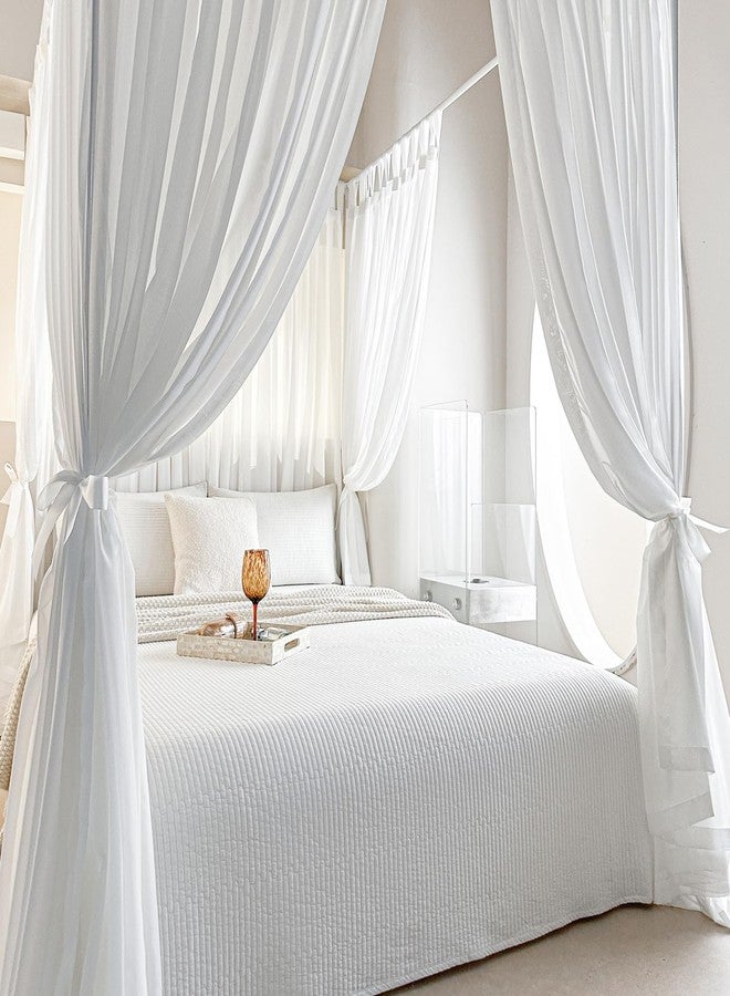 AIKASY Canopy Bed Board with Top and Self-Adhesive Strips, White Gauze Princess Bed Canopy Curtain Tent, Creating a Romantic Atmosphere in The Room（Full/Queen，White） - Image 5