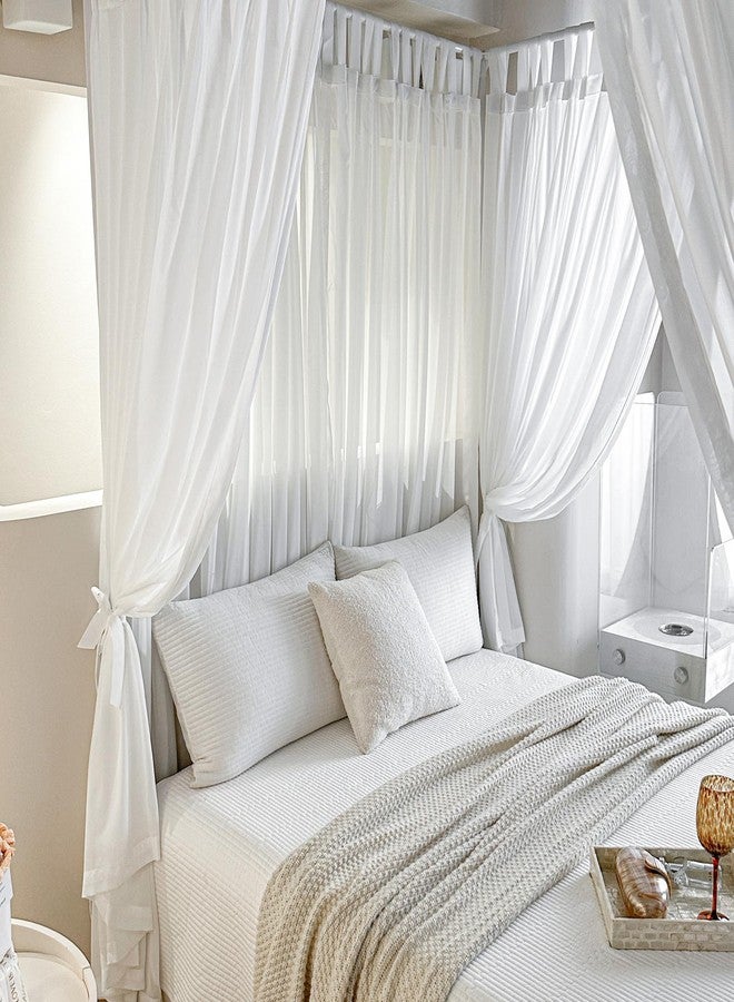 AIKASY Canopy Bed Board with Top and Self-Adhesive Strips, White Gauze Princess Bed Canopy Curtain Tent, Creating a Romantic Atmosphere in The Room（Full/Queen，White） - Image 4