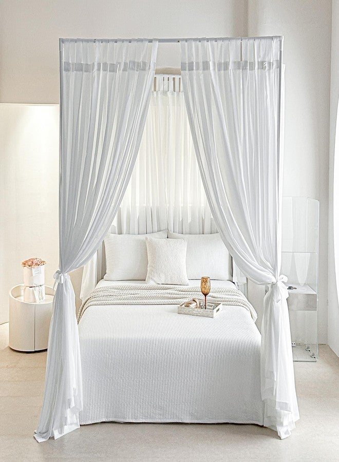 AIKASY Canopy Bed Board with Top and Self-Adhesive Strips, White Gauze Princess Bed Canopy Curtain Tent, Creating a Romantic Atmosphere in The Room（Full/Queen，White） - Image 3