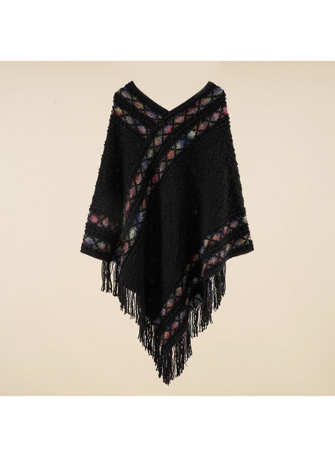 Ethnic Style Tassel Shawl Cape for Women - Lightweight, Versatile, and Stylish