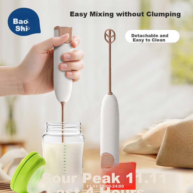 JD Jing Zao Baoshi Electric Milk Powder Stirrer, Baby Formula Mixing Tool, Anti-Caking Milk Powder Mixer, Blender Stick, White - Image 1