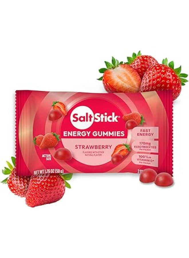 SaltStick Energy Gummies with Electrolytes, Strawberry, Easy to Chew Electrolyte Gummy, Energy Chews That Taste Great.