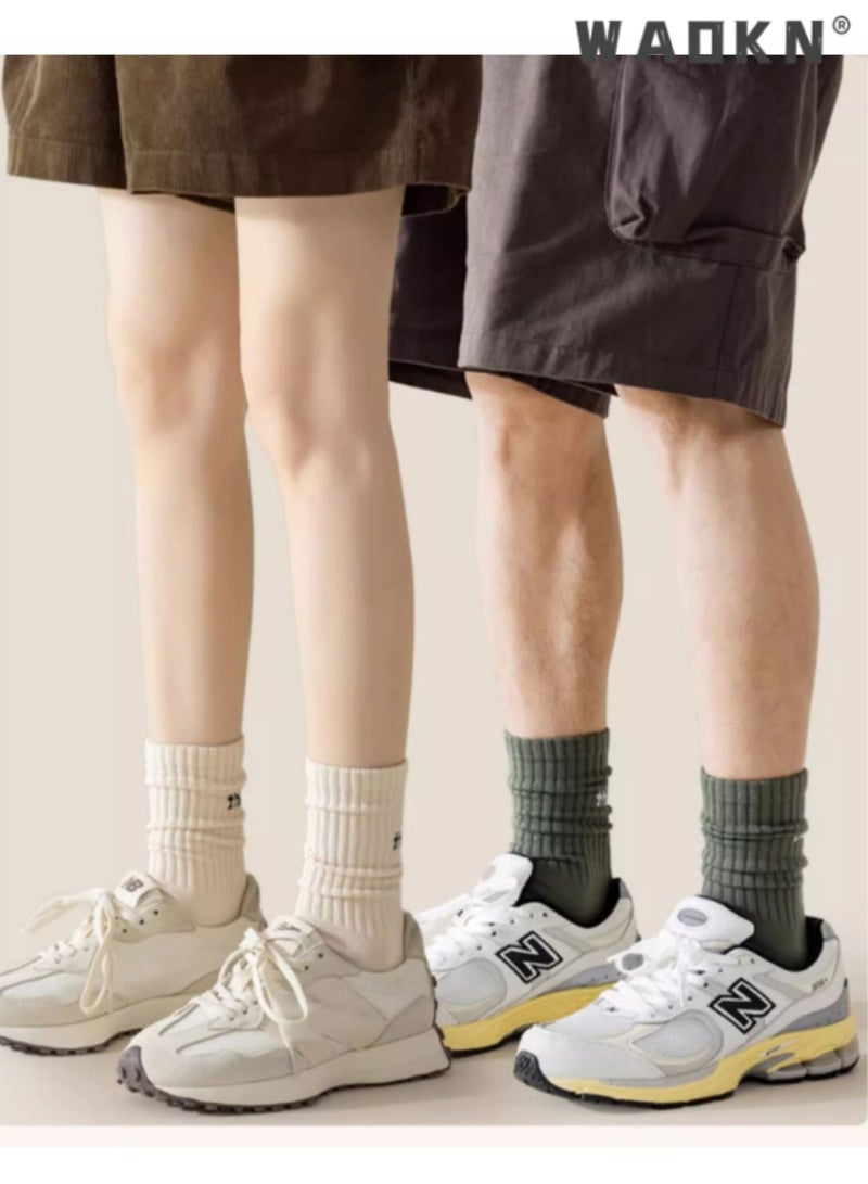 دبليو أيه أو كي أن 5 أزواج من الجوارب الرياضية الرجالية ذات النعل المبطن والممشط من القطن، جوارب رياضية فضفاضة للنساء، جوارب قطنية مرنة مبتكرة، جوارب كاجوال - مثالية للارتداء اليومي - Image 4