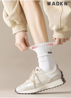 WAOKN 5 Pairs Men of Combed Cotton Cushioned Sole Performance Athletic Crew Socks,Women's Loose Athletic Calf Socks, Casual Cotton Stretchy Novelty Socks, Casual Socks- Perfect for Everyday Wear  - Image 3