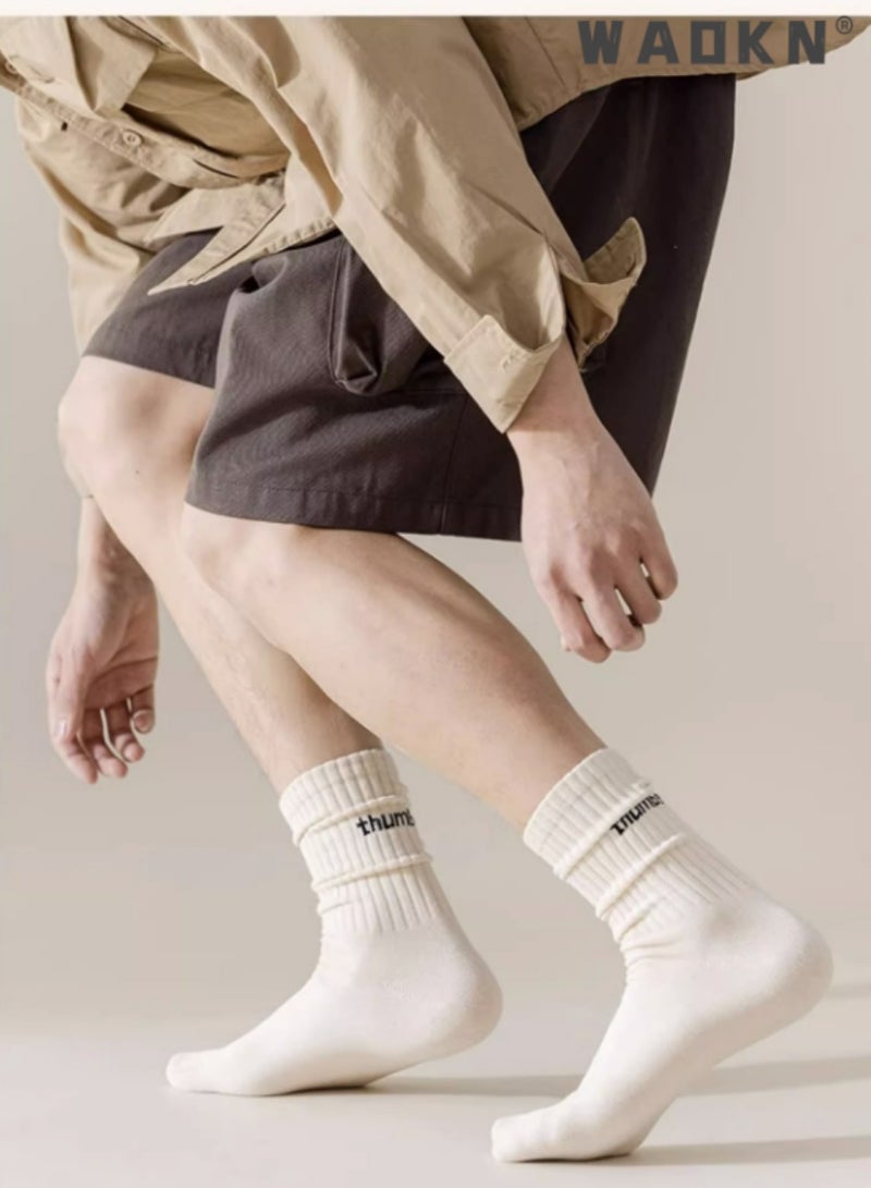 دبليو أيه أو كي أن 5 أزواج من الجوارب الرياضية الرجالية ذات النعل المبطن والممشط من القطن، جوارب رياضية فضفاضة للنساء، جوارب قطنية مرنة مبتكرة، جوارب كاجوال - مثالية للارتداء اليومي - Image 2