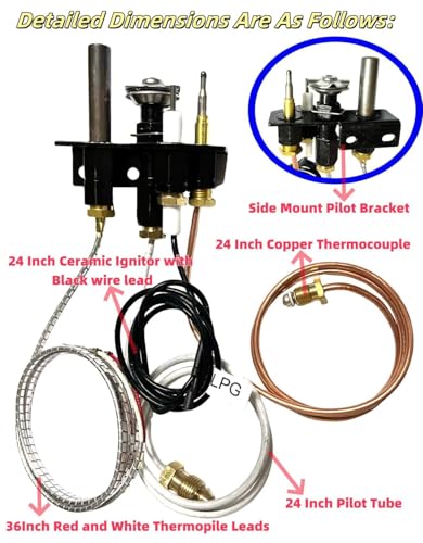 EVIMOTAL 69L18 Pilot Assembly Propane Gas (LP) for Lennox Elite, IHP, Merit, Superior, Astria Fireplaces and Inserts, Pilot Replacement Parts with Thermocouple, Thermopile. 69L1801, J4118, 902162 - Image 4