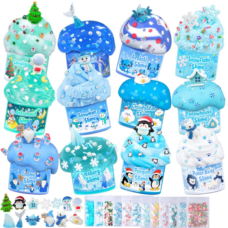 LAWOHO 12 Pack Slimes Blue Slime Kit Different Butter Slimes Cloud Slimes Fluffy DIY Kit for Girls and Boys Slime Party Favors Goodie Bag Stuffers 4 5 6 7 8 9 10 Year Old Girl Birthday Gift Cute Stuff - Image 3