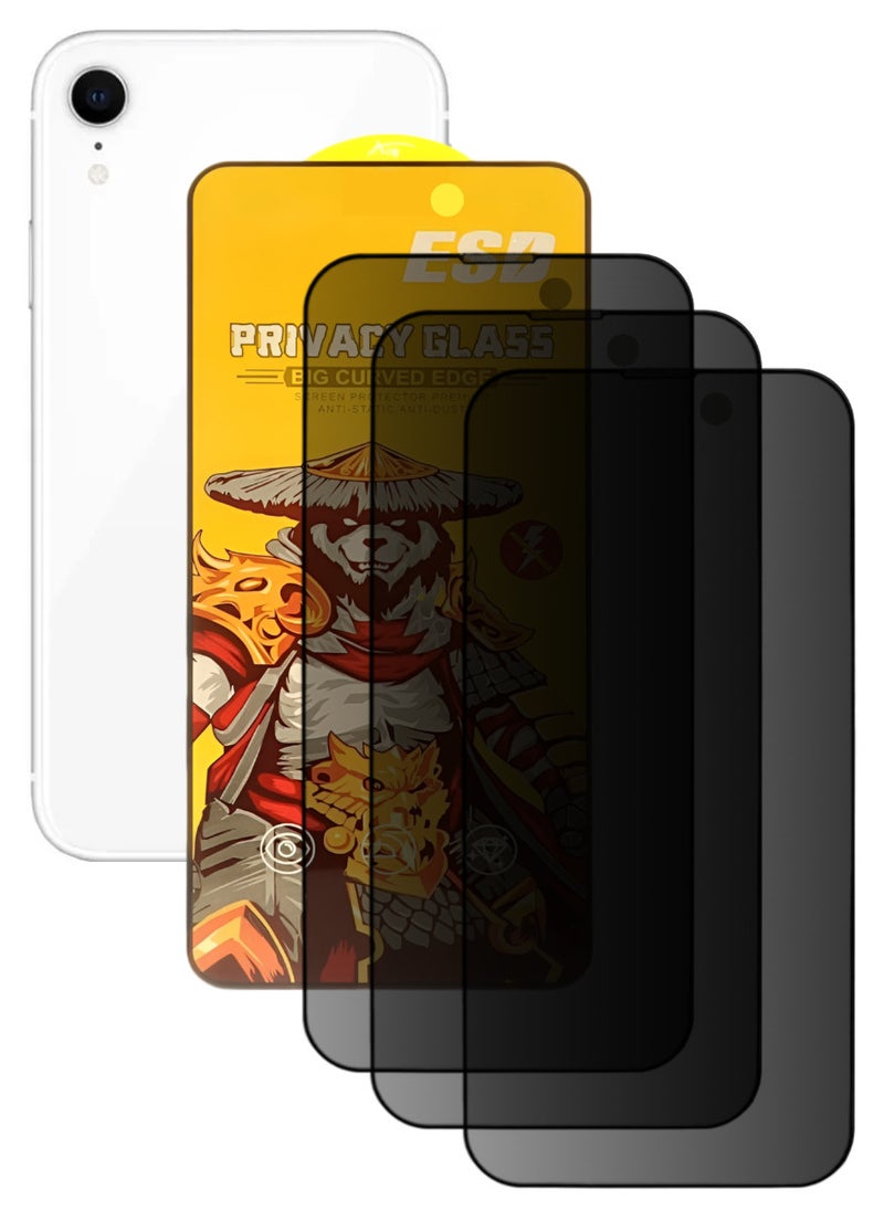 ESD 3 Pieces Tempered Dustproof Privacy Glass Screen Protector Compatible For iPhone XR - Image 1