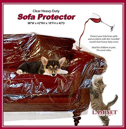 LAMINET Thick Crystal Clear Heavy-Duty Water Resistant Sofa/Couch Cover - Perfect for Protection Against CAT/Dog - Image 1