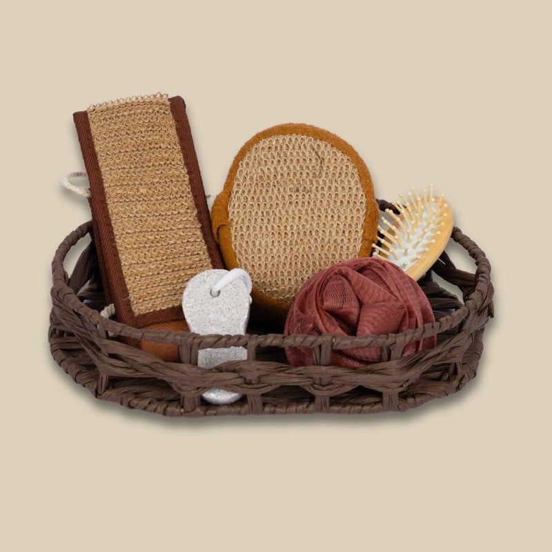 FYCAN Bathroom 6-Piece Set Bath Utensils Back Scrubber Foot Pumice Stone Bath Brush Rubbing Bath Washer Pedicure Back Brushes Massaging Scalp Spa Tool - Image 4