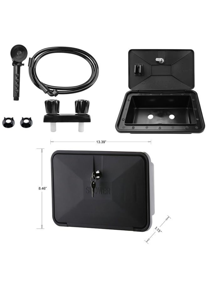 DSRTLP ) RV Exterior Shower Box Kit with Outdoor Shower Faucet and Hose Shower Wall Box Portable - Image 3