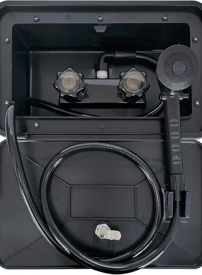 DSRTLP ) RV Exterior Shower Box Kit with Outdoor Shower Faucet and Hose Shower Wall Box Portable - Image 1