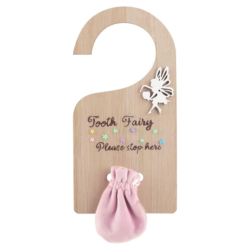 Qunclay Qunclay Tooth Fairy Tooth Holder Door Hanger Bag Baby Teeth Keepsake Container for Lost Teeth Kids Boys Girl Milk Encourage GiftModern Style  - Image 1