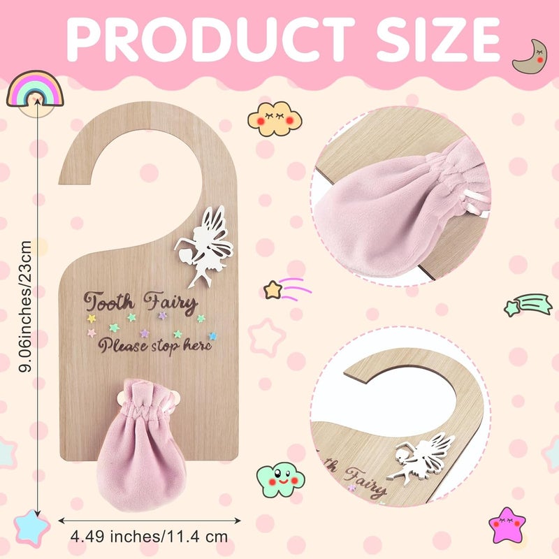 Qunclay Qunclay Tooth Fairy Tooth Holder Door Hanger Bag Baby Teeth Keepsake Container for Lost Teeth Kids Boys Girl Milk Encourage GiftModern Style  - Image 2