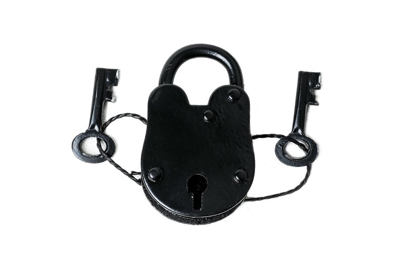 Roorkee Instruments (INDIA) قفل رووركي مع 2 مفتاح، طراز قديم، 3 بوصات، بني طبيعي - Image 3