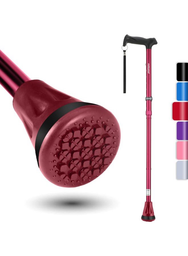 Rehand All Terrain Walking Cane, Colorful Foldable Walking Sticks for Seniors & Adults, Pivot Tip and Heavy Duty Mobility Aid, Collapsible Cane for Men & Women (Passion Red) - Image 1