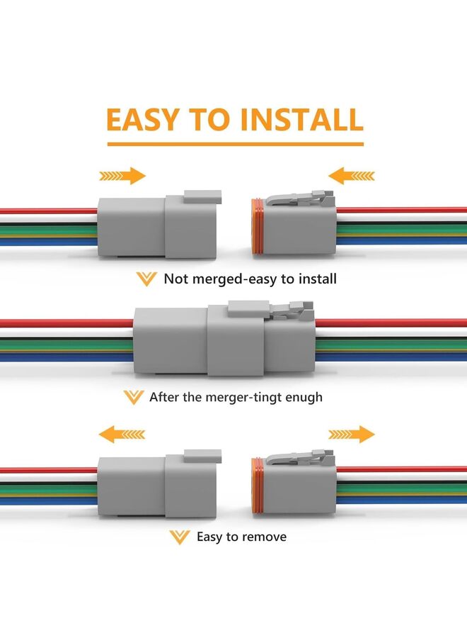 8 Pin Connector Kit Waterproof Electrical Connector 16 AWG Male and Female Automotive Wire Connectors for Car Truck Boat Dt Connector 2 Sets - Image 3