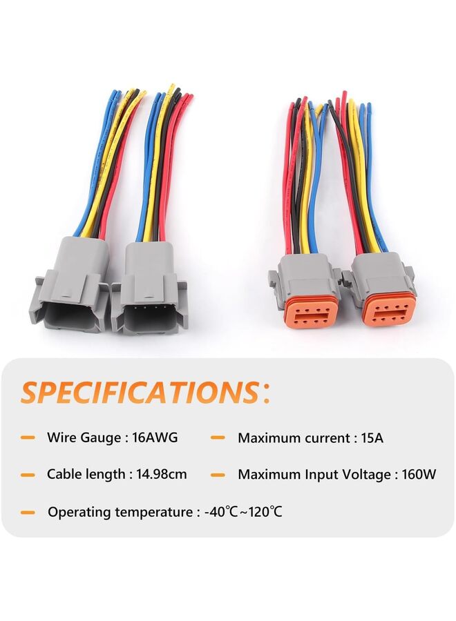 8 Pin Connector Kit Waterproof Electrical Connector 16 AWG Male and Female Automotive Wire Connectors for Car Truck Boat Dt Connector 2 Sets - Image 2