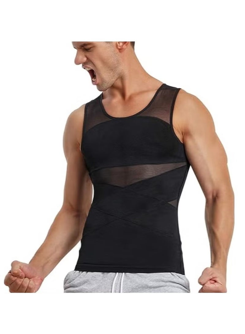 MIXDE Men's Compression Shirt for Body Shaper Slimming Vest Tight Tummy Underwear Tank Top - Image 1