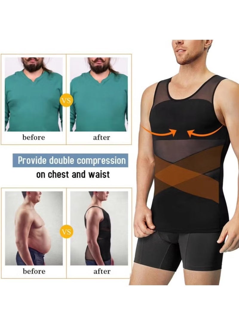 MIXDE Men's Compression Shirt for Body Shaper Slimming Vest Tight Tummy Underwear Tank Top - Image 2