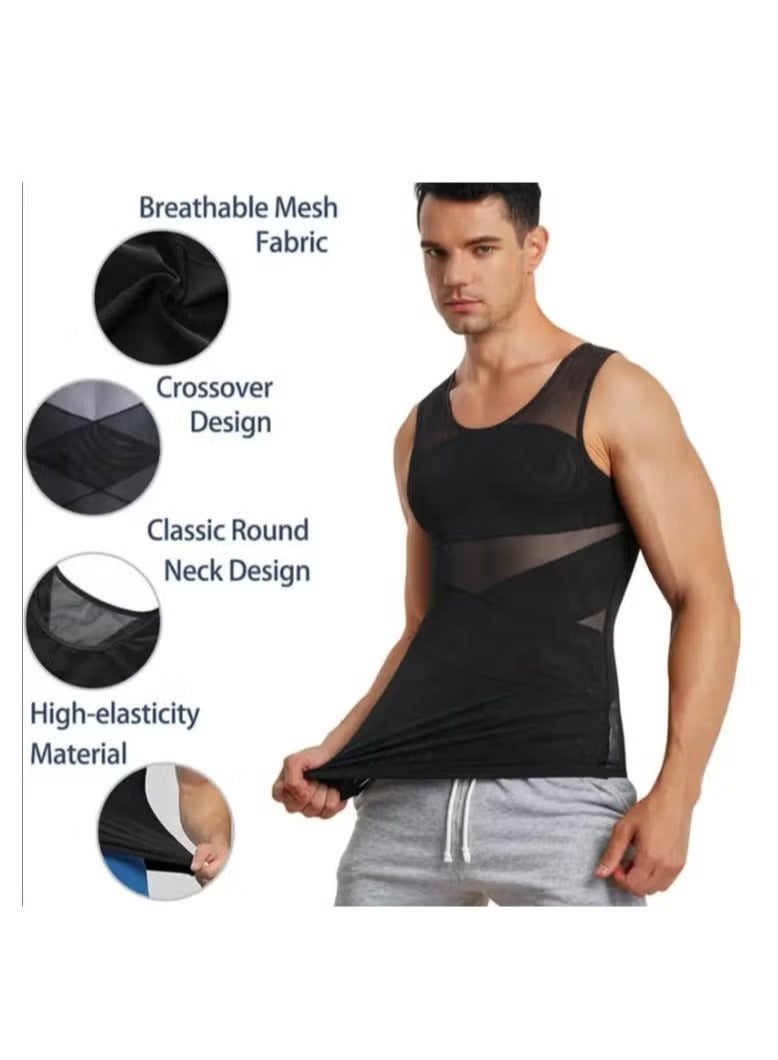 MIXDE Men's Compression Shirt for Body Shaper Slimming Vest Tight Tummy Underwear Tank Top - Image 3