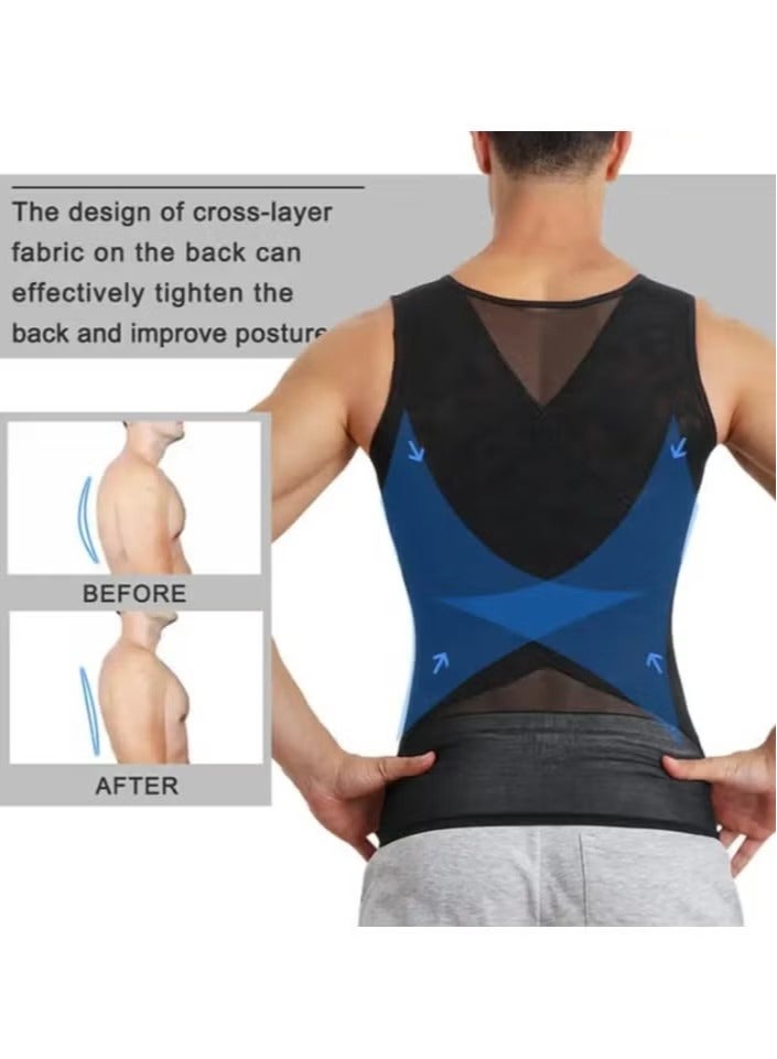 MIXDE Men's Compression Shirt for Body Shaper Slimming Vest Tight Tummy Underwear Tank Top - Image 4