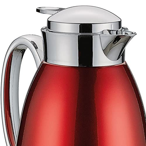 Cilio Venezia Insulated Coffee Carafe with Tempered Glass Liner - Red Stainless Steel Insulated Thermal Coffee Pot -Hot Liquids Carafe (34 Oz) - Image 4