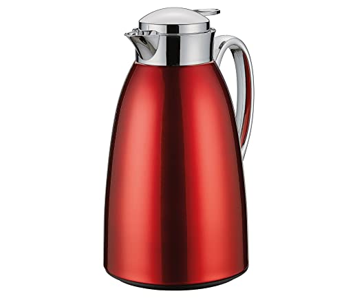 Cilio Venezia Insulated Coffee Carafe with Tempered Glass Liner - Red Stainless Steel Insulated Thermal Coffee Pot -Hot Liquids Carafe (34 Oz) - Image 5