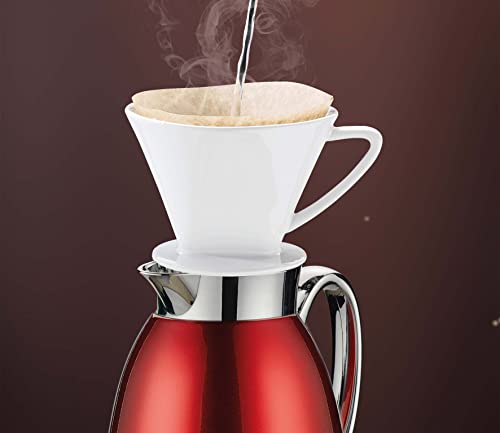 Cilio Venezia Insulated Coffee Carafe with Tempered Glass Liner - Red Stainless Steel Insulated Thermal Coffee Pot -Hot Liquids Carafe (34 Oz) - Image 2
