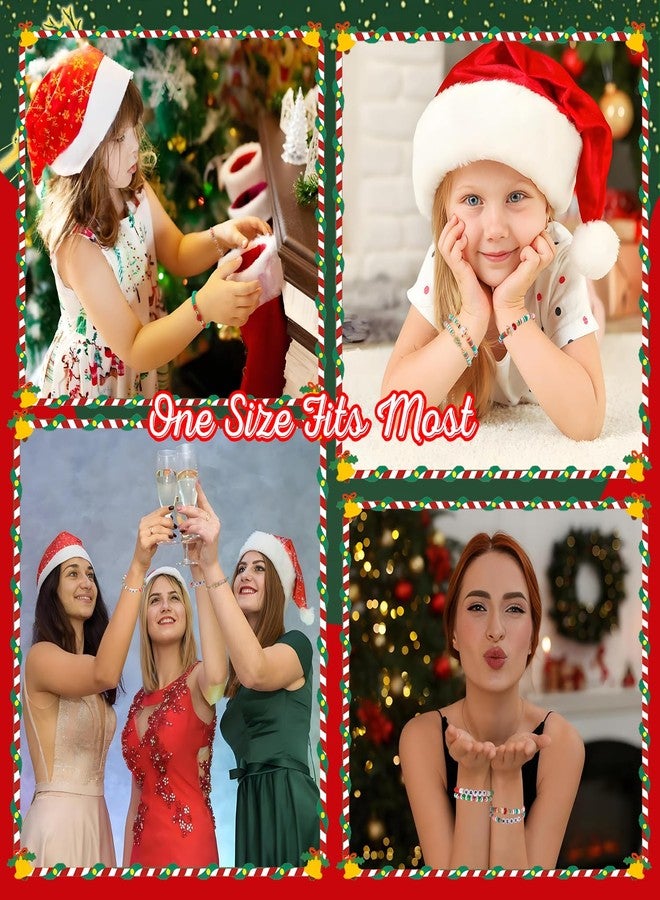 CUBACO 12 Pack Christmas Bracelets Jewelry for Women Handmade Candy Beaded Bracelets Letter Stretch Bracelet Bulk White Red Green Friendship Christmas Decorations Holiday Stocking Stuffers Gifts - Image 5