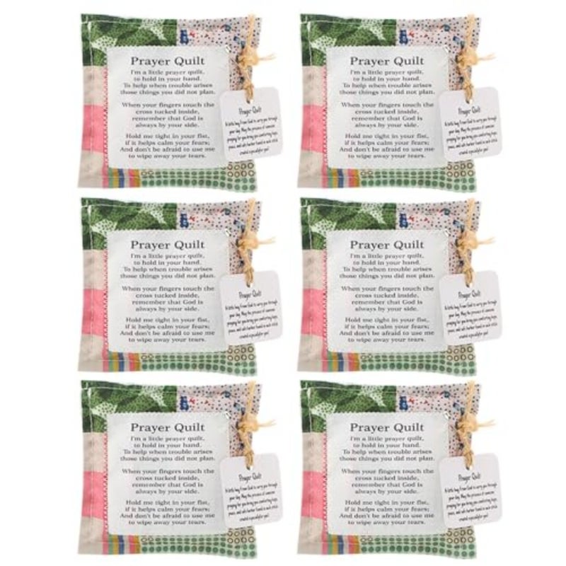 6 Pack Prayer Quilt with Cross Inside, Squares Pocket Prayer Quilt, Mini Scripture Encouragement Christmas Christian Gifts for Women Pastor Appreciation - Image 3