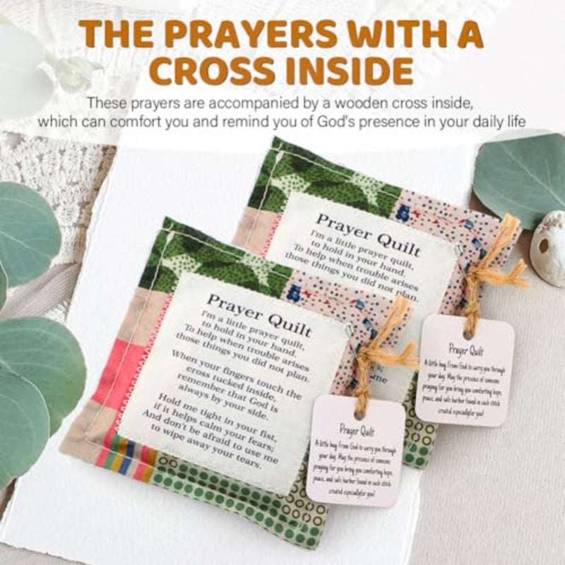6 Pack Prayer Quilt with Cross Inside, Squares Pocket Prayer Quilt, Mini Scripture Encouragement Christmas Christian Gifts for Women Pastor Appreciation - Image 5