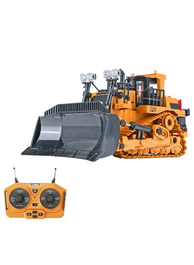 HASSM RC bulldozer toys, remote control bulldozer with lights and sounds, metal shovel for kids - Image 4