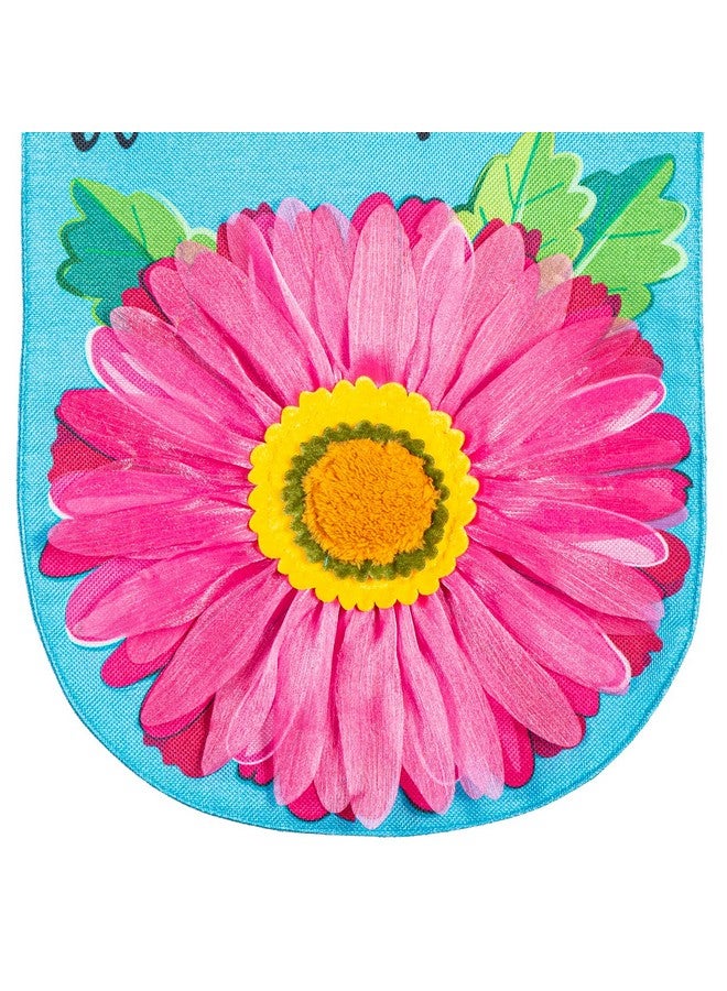 إيفر جرين فلاج أعلام حديقة الربيع المصنوعة من الخيش من Welcome Friends مقاس 12 × 18 بوصة ذات وجهين | أعلام حدائق صغيرة للاستخدام في الخارج | ديكور أعلام Welcome Spring للساحات والحدائق - Image 4