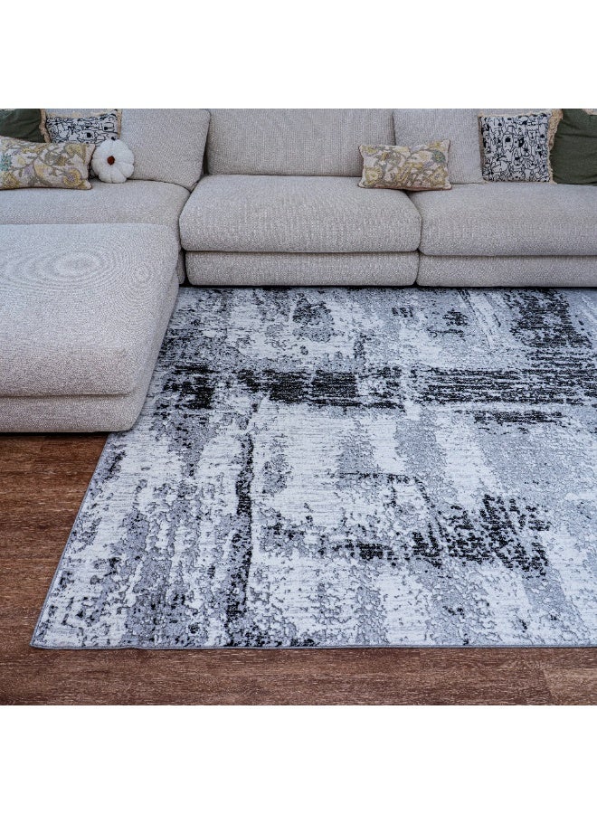 Handpicked Furniture Abstract Grey Rug, Ultra Soft Area Carpets For Bed Room, Living Room, And Dining Room, Antislip Floor Carpets, Easy To Clean, Made In Turkey, Polypropylene, Rectangle - Image 2