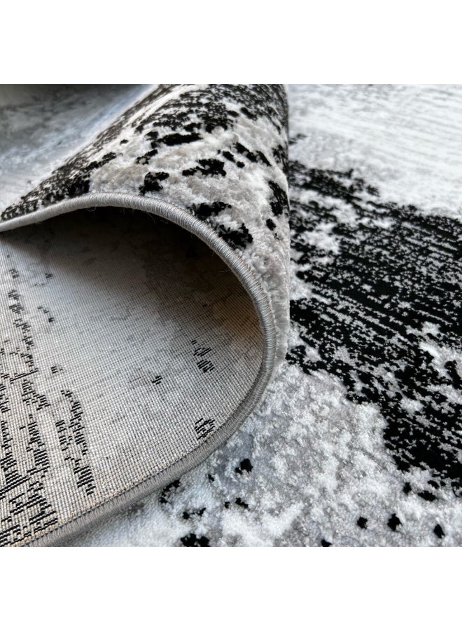 Handpicked Furniture Abstract Grey Rug, Ultra Soft Area Carpets For Bed Room, Living Room, And Dining Room, Antislip Floor Carpets, Easy To Clean, Made In Turkey, Polypropylene, Rectangle - Image 5