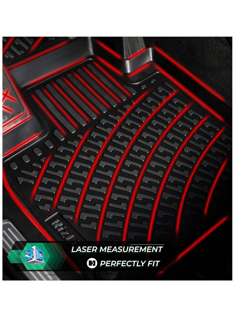 Rizline - RizLine Nissan Xtrail 2022-2024 Floor Mats 3D Custom Fit Compatible with  Car Mats Laser Measured 1st & 2nd Row Floor Liners All Weather Non-Slip (Black) - Image 1