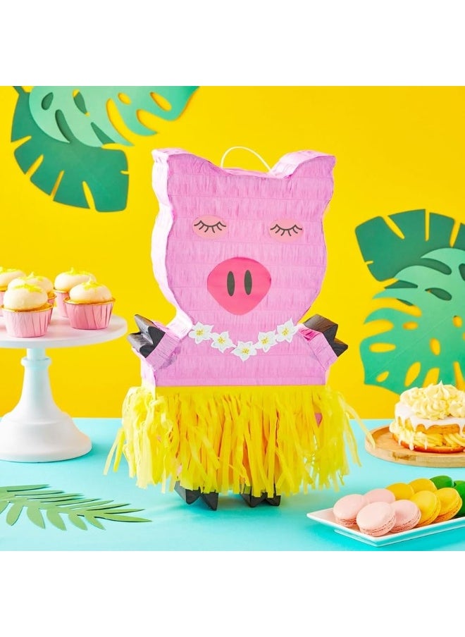Blue Panda - Pig Pinata for Tropical Birthday Party Decorations and Hawaiian Luau Party Supplies (Small, 16.5x10x3 in) - Image 1