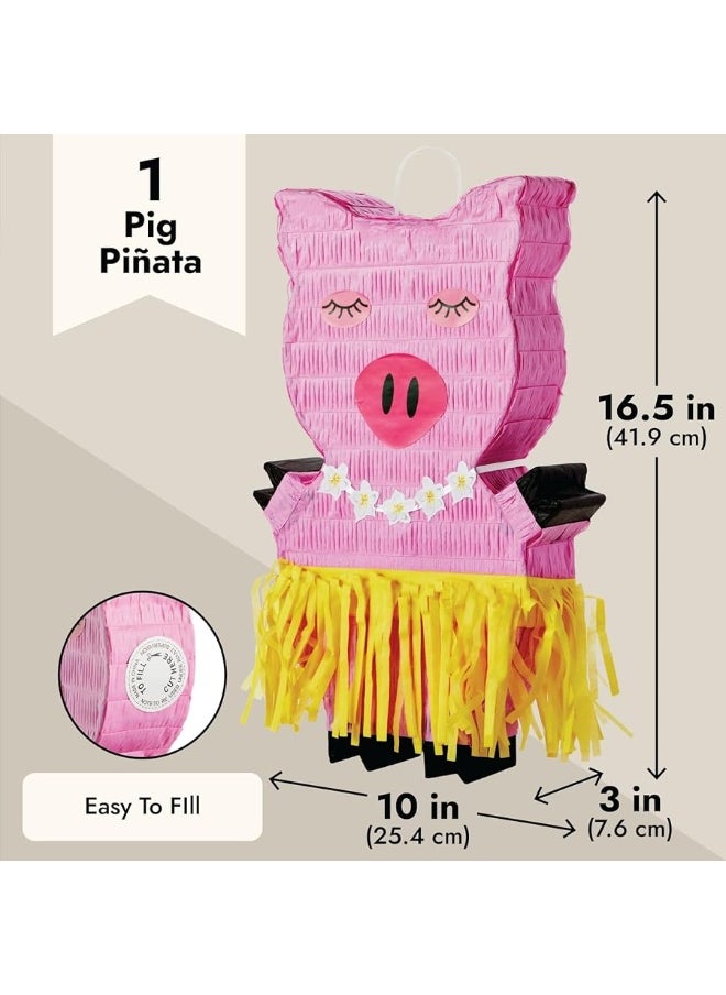 Blue Panda - Pig Pinata for Tropical Birthday Party Decorations and Hawaiian Luau Party Supplies (Small, 16.5x10x3 in) - Image 1