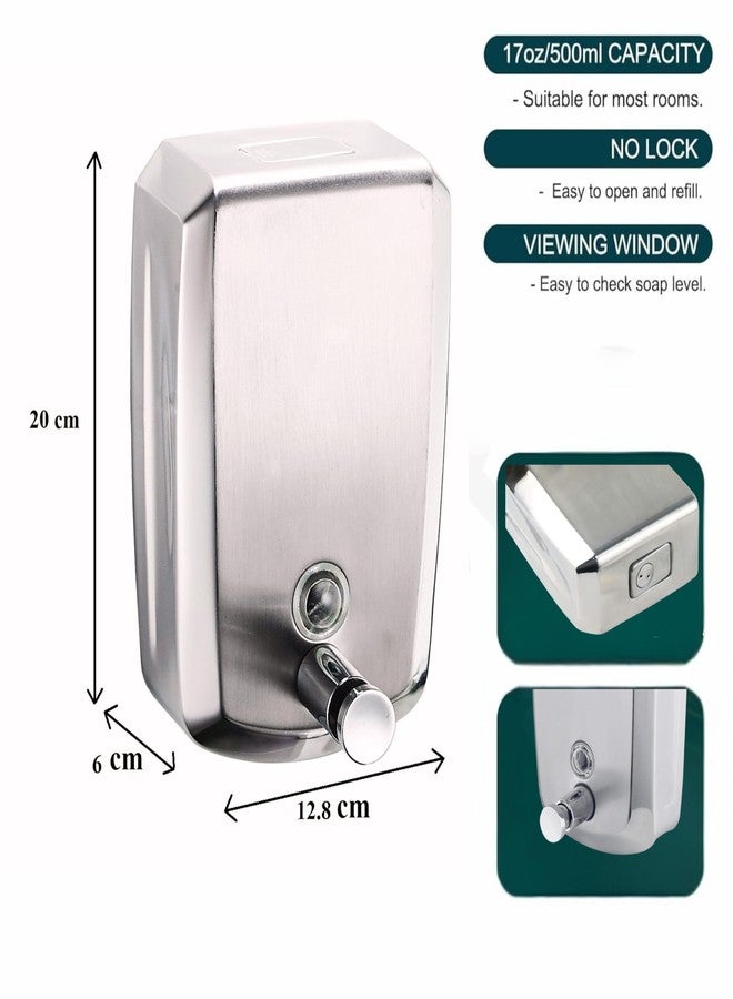 AIMKO 500ml SS-304 Heavy Duty Stainless Steel, Easy Push Button | Elegant Design | Silver |Easy to Refill Soap Dispenser | Wall Hand Wash Dispenser Bottles for Bathroom and Kitchen (1) - Image 3